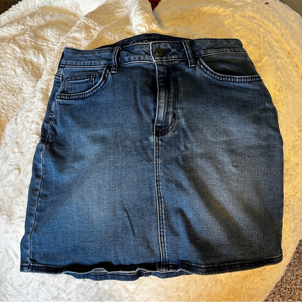 Calvin Klein Jeans Dark Blue Denim Mini Skirt - Size 6